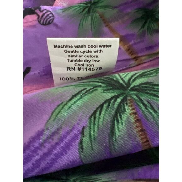 Paradise Men Purple Cayman Islands Tropical Short Sleeve Shirt Size L - Picture 11 of 11
